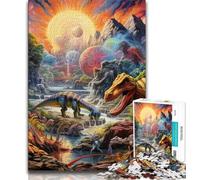 Puzzle del mondo dei dinosauri per adulti e ragazzi, 1000 pezzi, difficili da completare ma divertenti e umoristici, con poster abbinato e foglio di quiz (75x50cm)