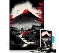 Puzzle del Monte Fuji Rosso da 1000 pezzi per adolescenti: rafforza la memoria, calma e relax, bordi lisci, (38x26cm)