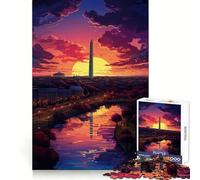 Puzzle del Monumento a Washington al tramonto per ragazzi, 1000 pezzi, nitido, silenzioso, taglio uniforme, regalo di Natale unico (50x75cm)