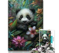 Puzzle del panda della giungla per adulti e ragazzi, 1000 pezzi, difficili da completare ma divertenti e umoristici, con poster abbinato e foglio di quiz (75x50cm)