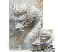 Puzzle del Re Drago Bianco, 1000 pezzi, per pensare, allenare, per un momento di svago tranquillo, con bordi definiti, un regalo perfetto (50x75cm)