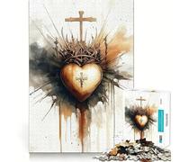 Puzzle del Sacro Cuore con Croce per adulti, 1000 pezzi, stimolante per la mente, rilassante, con bordi precisi, pezzo da collezione (50x75cm)