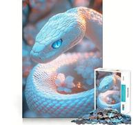 Puzzle del serpente bianco con occhi azzurri per ragazzi,1000 pezzi,gioco di sviluppo mentale,pezzi di dimensioni uniformi e precisi,attività divertente per tutta la famiglia (38x52cm)
