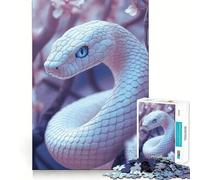Puzzle del serpente bianco con occhi blu per adulti,1000 pezzi,gioco di memoria,montaggio sicuro e stabile,gioco significativo per costruire connessioni (50x75cm)