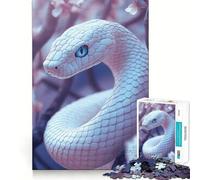 Puzzle del serpente bianco con occhi blu per adulti,1000 pezzi,gioco di memoria per allenare la mente,taglio laser per un incastro perfetto, alleviare lo stress (38x26cm)