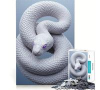 Puzzle del serpente bianco con occhi viola,1000 pezzi,per ragazzi,gioco stimolante per la mente,montaggio sicuro e stabile,divertimento assicurato per tutta la famiglia (38x52cm)