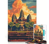 Puzzle del tempio di Angkor Wat al tramonto,1000 pezzi,per ragazzi,gioco stimolante per la mente,montaggio sicuro e stabile,divertimento serale in famiglia (38x52cm)