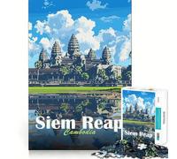 Puzzle del Tempio di Angkor Wat,Siem Reap,1000 pezzi,gioco di concentrazione mentale,tagli di precisione,bordi lisci,attività rilassante per serate tranquille (50x75cm)