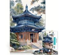 Puzzle del Tempio di Sipadeng da 1000 pezzi per adolescenti, gioco per lo sviluppo delle capacità cognitive, design accogliente e rilassante, assemblaggio, regalo premuroso 38x26cm
