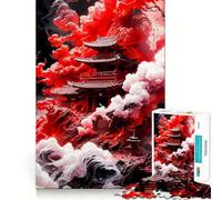 Puzzle del Tempio Rosso da 1000 pezzi per adulti, gioco stimolante per la casa, taglio liscio, sorpresa di Natale (50x75cm)