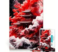 Puzzle del Tempio Rosso da 1000 pezzi per ragazzi, gioco di logica e abilità, divertimento rilassante, tagli precisi, (38x52cm)