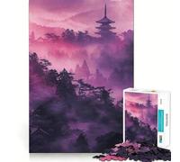 Puzzle del Tempio Viola Mistico per Adulti, 1000 Pezzi, Gioco di Logica Stimolante, Gioco Rilassante, Bordo Chiaro, Regalo Artistico (50x75cm)