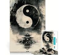Puzzle del Tempio Yin Yang da 1000 pezzi per adulti,gioco di memoria divertente,taglio esperto,attività di gruppo rilassante da svolgere in casa (50x75cm)