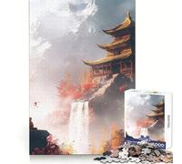 Puzzle del tempio zen tra le montagne per ragazzi, 1000 pezzi, per concentrazione mentale, svago rilassante, dimensioni compatte, regalo perfetto (38x52cm)