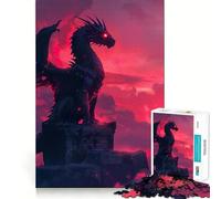 Puzzle del tramonto con drago rosa per adolescenti, 1000 pezzi, gioco divertente e stimolante, decorazione murale con ritagli chiari (50x75cm)