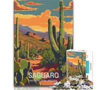 Puzzle del tramonto del Parco Nazionale Saguaro per adulti e ragazzi, 1000 pezzi, giocattolo educativo intellettuale decomprimente, ottimi regali e giocattoli, 38x26cm
