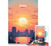 Puzzle del tramonto di Osaka, 1000 pezzi, gioco di abilità mentale, rilassante, taglio di precisione, pezzo da collezione (38x52cm)