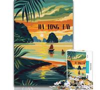 Puzzle del tramonto sulla baia di Ha Long per adulti e adolescenti, 1000 pezzi, giocattolo educativo intellettuale decomprimente, adatto per la decorazione della scrivania, 50x75cm