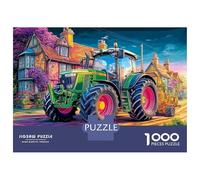 Puzzle del trattore nel villaggio 1000 pezzi Puzzle di stile di arte digitale vibrante Giochi di puzzle per famiglie Divertimento durante l'apprendimento Cartone riciclato al 100% per decorazione