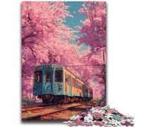 Puzzle del treno dei fiori di ciliegio per adolescenti 1000 pezzi, aiuta il cervello ad allenare i giocattoli avvincenti per coltivare la pazienza, un'opera d'arte (50x75cm)