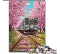 Puzzle del treno dei fiori di ciliegio per adolescenti, 1000 pezzi, difficile da completare ma divertente e spiritoso, regalo di compleanno, regali, arte murale (50x75cm)
