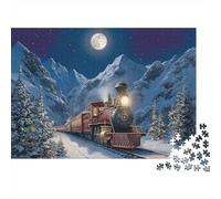 Puzzle del treno del paesaggio Un gioco di puzzle educativo divertente e interessante con un livello di difficoltà molto elevato 300 pezzi (40x28 cm)