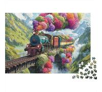Puzzle del treno del paesaggio Un gioco di puzzle educativo divertente e interessante con un livello di difficoltà molto elevato 1000 pezzi (75x50 cm)