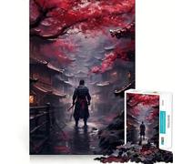 Puzzle del villaggio dei samurai Sakura per ragazzi, 1000 pezzi, gioco intelligente antistress con bordi affilati, regalo di compleanno (38x26cm)