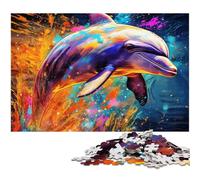 Puzzle "Delfini Colorati" da 1000 pezzi per adulti, puzzle impegnativi, rompicapo fai da te per adolescenti, 50x75CM/19,68x29,52 pollici