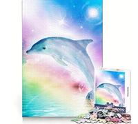 Puzzle delfino arcobaleno per adulti, 1000 pezzi, stimola la memoria, divertente da assemblare, oggetto artistico da collezione (50x75cm)