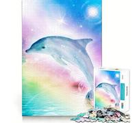 Puzzle delfino arcobaleno per adulti, 1000 pezzi, stimola la memoria, gioco di gruppo, assemblaggio, sorpresa di Natale (38x26cm)