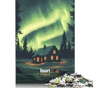 Puzzle della baita dell'aurora boreale, divertimento per tutta la famiglia, puzzle in cartone riciclato al 100% per bambini e adulti dai 12 anni in su, regali di Halloween, 1000 pezzi (75x50 cm)