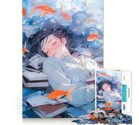 Puzzle della Bella Addormentata con Pesci Rossi per Ragazzi, 1000 Pezzi, Gioco di Logica e Antistress, Taglio Durevole, Regalo di Babbo Natale 38x52cm