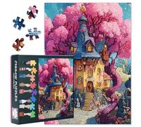 Puzzle della casa delle fate per adulti, 1000 pezzi, puzzle albero rosa, puzzle casa sull'albero per adulti, puzzle difficile difficile difficile impegnativo per adulti 50 x 68 cm