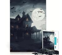 Puzzle della casa stregata spaventosa per adolescenti, 1000 pezzi, gioco per allenare la mente, design rilassante, assemblaggio, sorpresa di Natale (50x75cm)