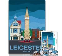 Puzzle della città di Leicester, Inghilterra, per adulti, 1000 pezzi, per ammazzare il tempo in vacanza Ogni pezzo è unico Gioco divertente e stimolante per tutta la famiglia, 50x75cm
