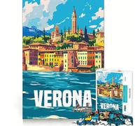 Puzzle della città di Verona,Italia,per adulti,1000 pezzi,gioco di memoria,montaggio sicuro e stabile,gioco significativo per costruire connessioni (50x75cm)