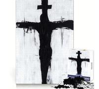 Puzzle della Crocifissione in bianco e nero da 1000 pezzi per ragazzi, stimola la capacità di ragionamento, ideale per il tempo libero e il divertimento Bordi netti Regalo invernale (50x75cm)