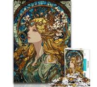 Puzzle della Dea delle vetrate colorate per adolescenti, 1000 puzzle, gioco per famiglie, antistress, sfida difficile, regali per amici e parenti, 38x26cm