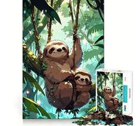 Puzzle della giungla con bradipo, mamma e cucciolo, 1000 pezzi, rompicapo rilassante, divertente, da assemblare, un regalo adorabile 38x26cm