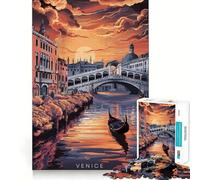 Puzzle della gondola al tramonto di Venezia,1000 pezzi,gioco interattivo Think Boost,incastro perfetto,nessun pezzo si stacca,sfida cerebrale per la casa (38x26cm)