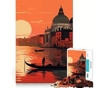 Puzzle della gondola al tramonto di Venezia per adulti,1000 pezzi,gioco di memoria,montaggio sicuro e stabile,gioco significativo per costruire connessioni (50x75cm)
