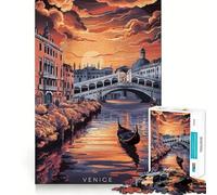 Puzzle della gondola al tramonto di Venezia per adulti,1000 pezzi,gioco di memoria,montaggio sicuro e stabile,gioco significativo per costruire connessioni (38x52cm)