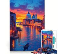 Puzzle della gondola al tramonto di Venezia per adulti,1000 pezzi,gioco di memoria,montaggio sicuro e stabile,gioco significativo per costruire connessioni (38x26cm)