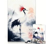 Puzzle della gru dal ciuffo rosso nell'acqua per ragazzi, 1000 pezzi, gioco intelligente, antistress, bordi affilati, regalo di compleanno (38x26cm)