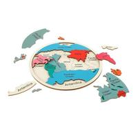 Puzzle della mappa del mondo per bambini - Giocattolo di legno per imparare i continenti e i colori | Colorato mappa del mondo | per bambini in età prescolare Gioco educativo a casa