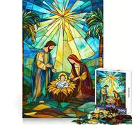 Puzzle della Natività in vetro colorato per adulti, 1000 pezzi, gioco per allenare la mente, divertimento in casa, taglio di precisione, regalo per le vacanze (38x26cm)