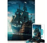 Puzzle della nave pirata da 1000 pezzi per adulti, gioco cognitivo da assemblare insieme, divertente pezzo da collezione (50x75cm)