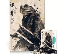 Puzzle della rana samurai per ragazzi, 1000 pezzi, divertente e rilassante, con ritagli nitidi, decorazione murale (38x52cm)
