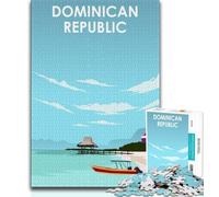 Puzzle della Repubblica Dominicana per adolescenti 1000, giocattoli educativi per l'apprendimento, giochi per famiglie con poster abbinato e foglio di quiz 38x26cm